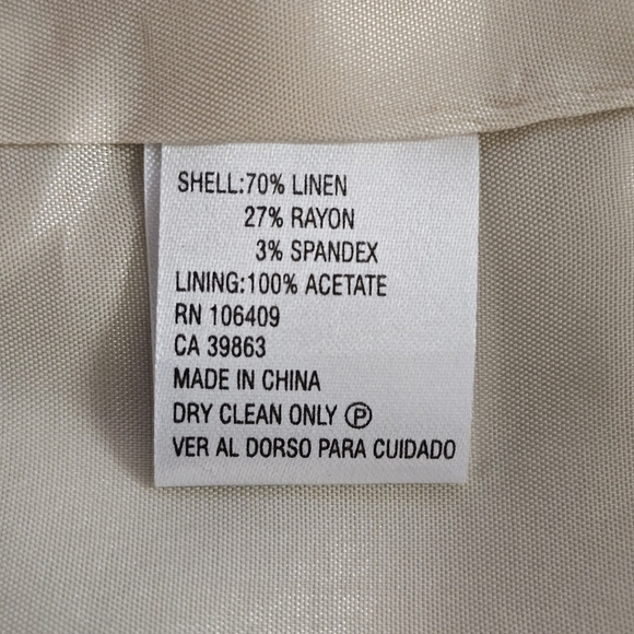ANTONIO MELANI Beige Blazer jacket Sz10 Made In China And Made Of 70% Linen - Picture 5 of 8